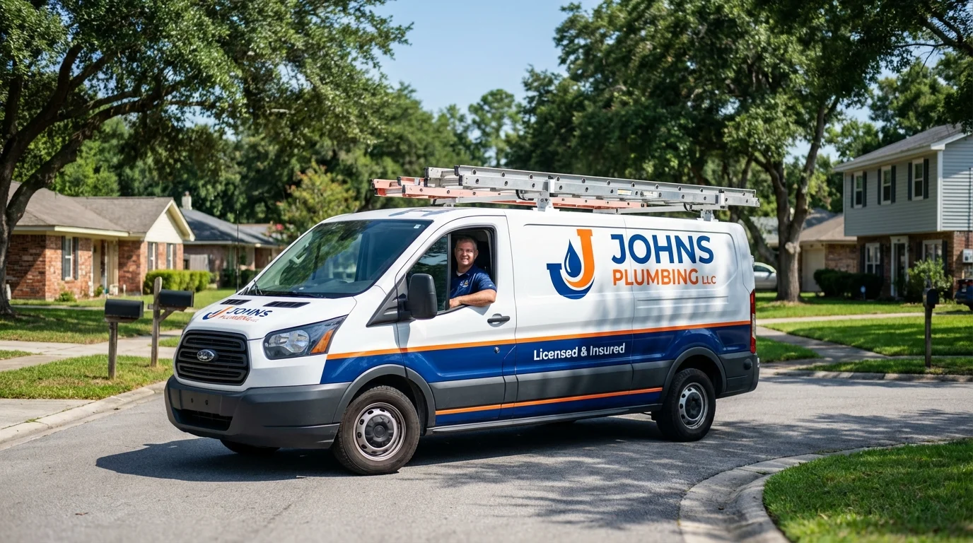 Johns Plumbing LLC service van in Morris Plains, NJ
