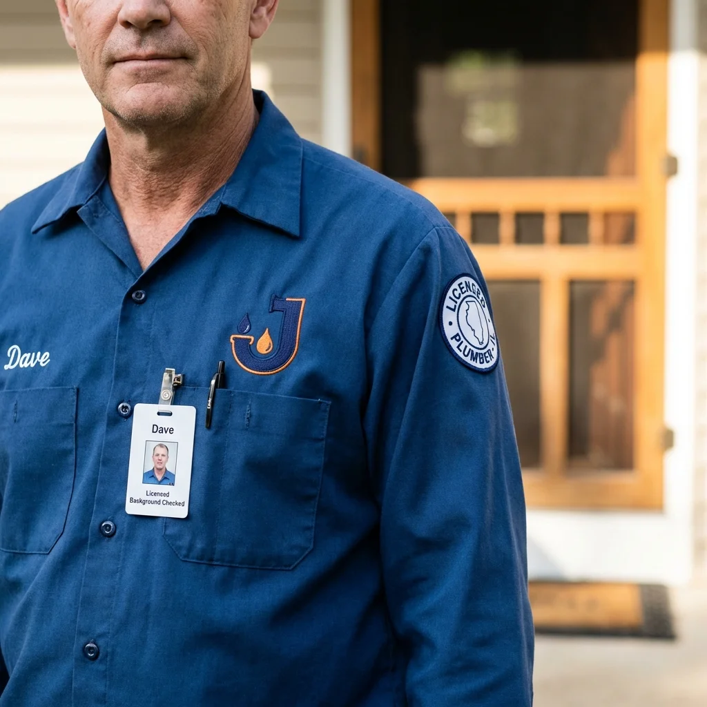 Licensed plumber showing ID badge in Morris Plains, NJ