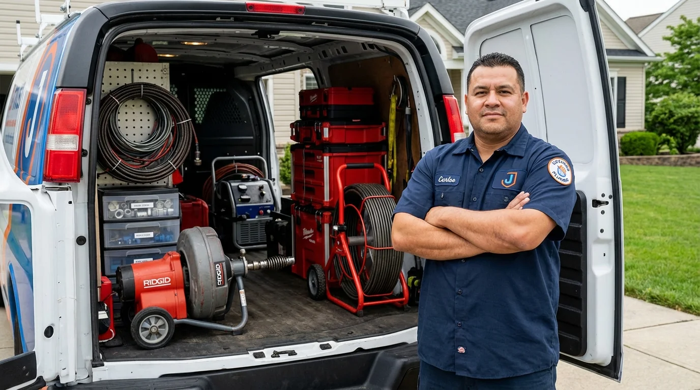 Professional drain cleaning equipment and Johns Plumbing LLC plumber in Morris Plains